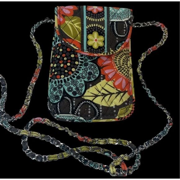 Beautiful VERA BRADLEY Flower Shower Smartphone Chain Strap Pouch Crossbody Purs - Picture 2 of 15